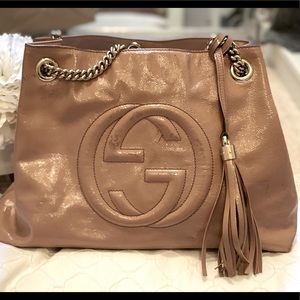 Gucci Soho Chain Strap Shoulder Bag Patent Medium